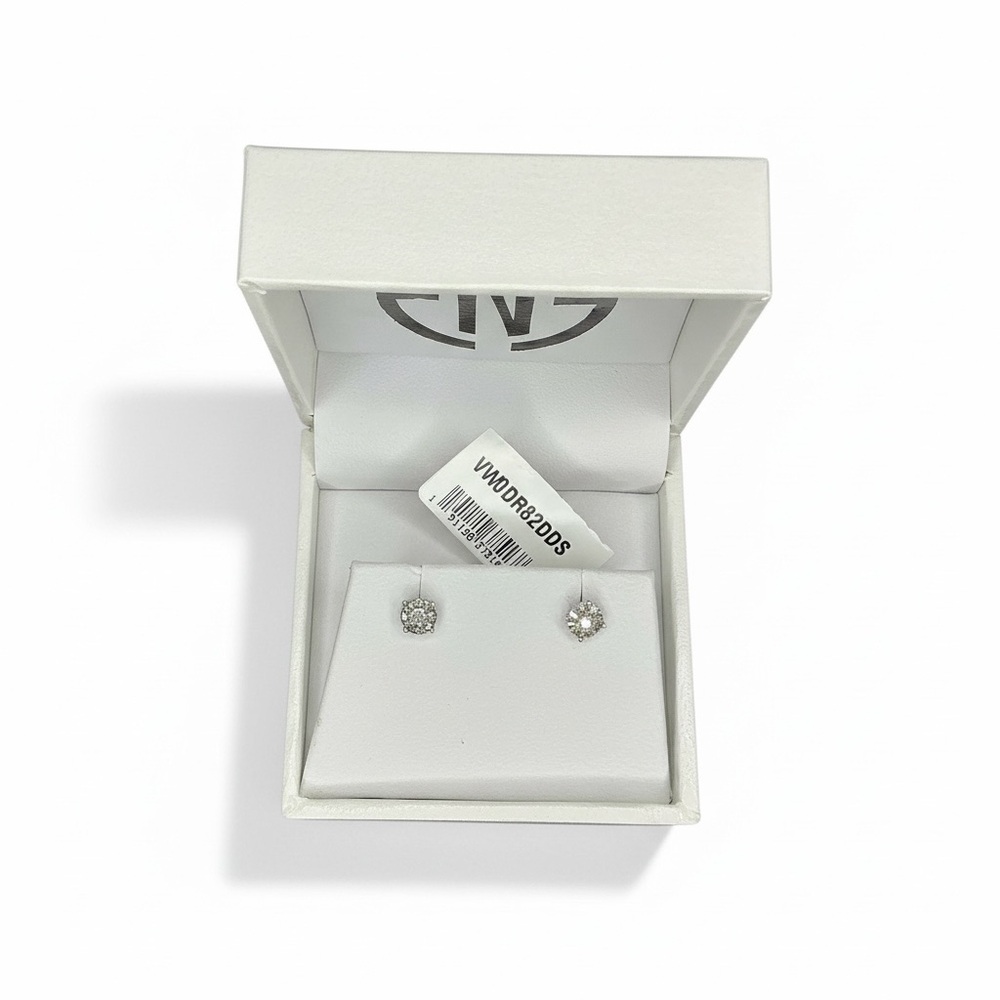 EFFY Sterling Silver & 0.09 TCW Diamond Stud Earrings w/ Original Box